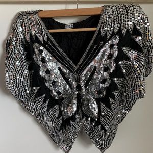 Vintage Silk & Sequin Butterfly Blouse